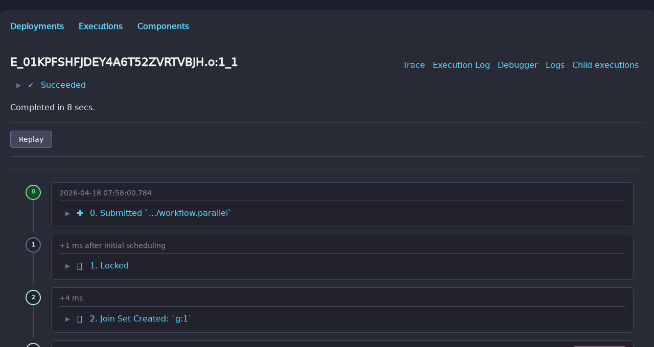 Execution event log in the Web UI